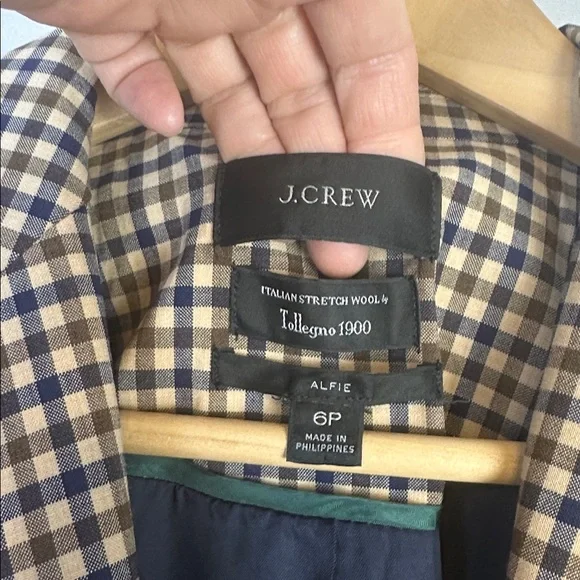 NWOT J. Crew Alfie Blazer in Honey Plaid Italian Wool Stretch Relaxed Fit Size 6 - Picture 13 of 16